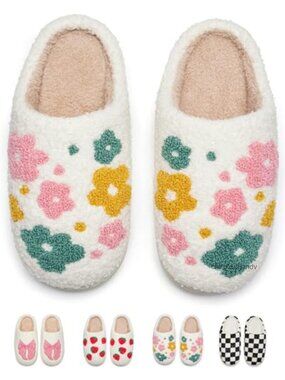 Faux Fur Memory Foam Slippers Slip-On Indoor Outdoor House Shoes